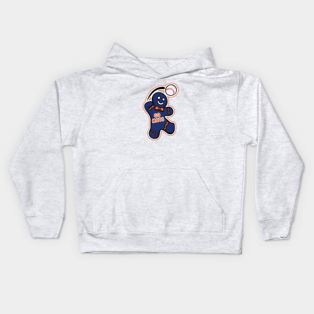 New York Mets Gingerbread Man Kids Hoodie by Rad Love